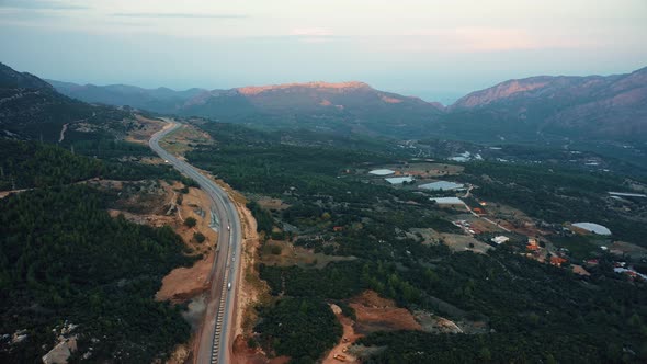 Aerial View of the Road in Mountain Valley