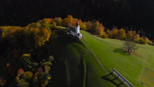 Beautiful Landscape And Church On Hill Top in Slovenia