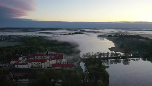 Foggy Dawn Near the Nesvizh Castle