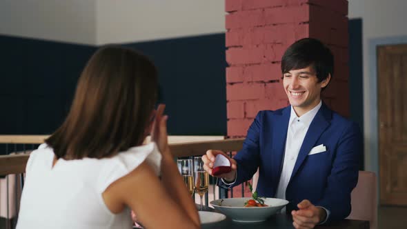 Loving Guy Is Talking To His Girlfriend Then Giving Her Engagement Ring