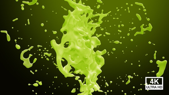 Kiwi Fruit Juice Ball Splash Collision 4K