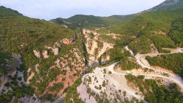 Aerial view of valley in Albania