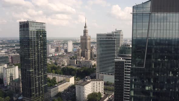 Aerial View of Warsaw Downtown