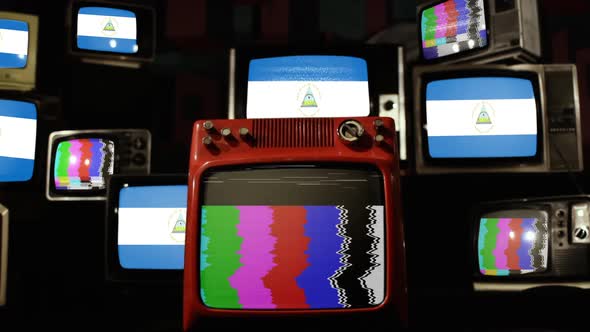 Flag of Nicaragua and Retro TVs.
