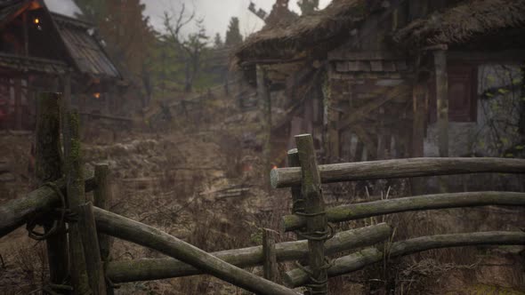 Old Abandoned Rural Wooden House in Russian Village in Summer alt