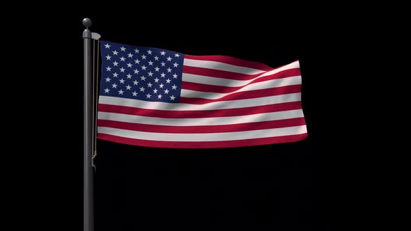 United States Of America  Flag On A Flagpole With Alpha Channel