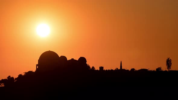 Sun Setting Behind the Griffith Observatory in Los Angeles