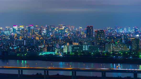 time lapse of Tokyo cityscape at night, Japan