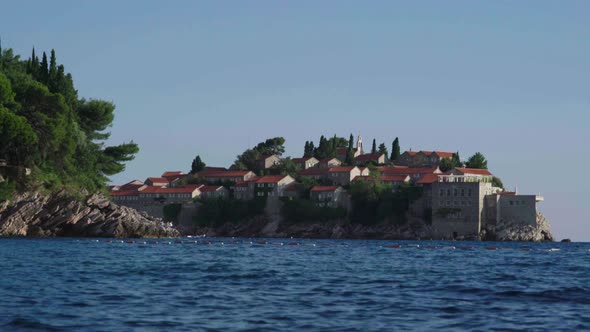 Sveti Stefan Is a Tourist Town By the Sea. Montenegro. Day