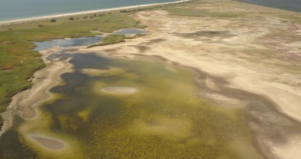 Aerial View of Tuzly Estuary National Nature Park Near By Black Sea Coast Ukraine