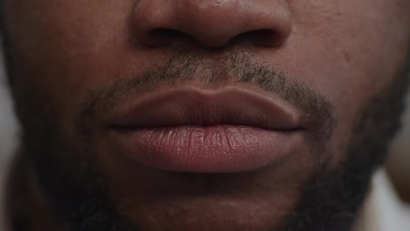 Silent Men's Lips Extreme Close Up