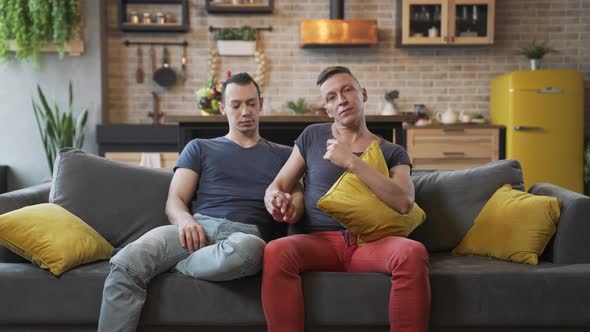 Male Gay Couple Spend Time at Home