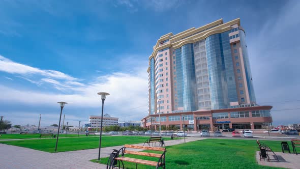 Modern Buildings in City Atyrau Timelapse Hyperlapse