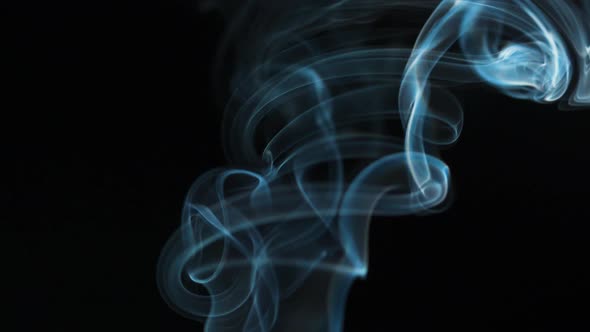 Abstract Smoke Rises Up in Beautiful Swirls on a Black Background