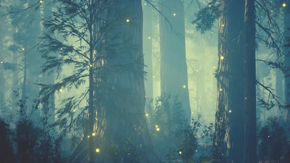 Fantasy Firefly Lights in the Magical Forest