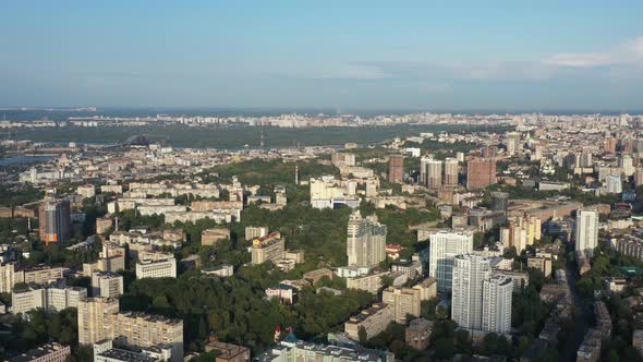 Aerial View of Skyline of Kyiv, Ukraine