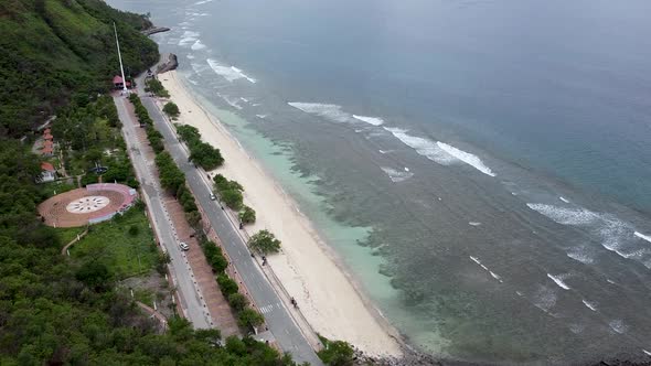 Looking down on Cristo Rei Beach in Dili, Timor Leste