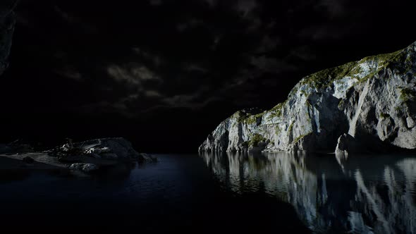 Fjord with Dark Storm Clouds