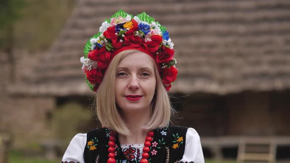 Ukrainian Woman in Traditional Ukrainian National Costume