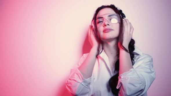 Music Chill Playlist Joy Woman Headphones Neon