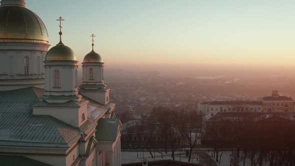 Dome with a Cross on the Background of Winter