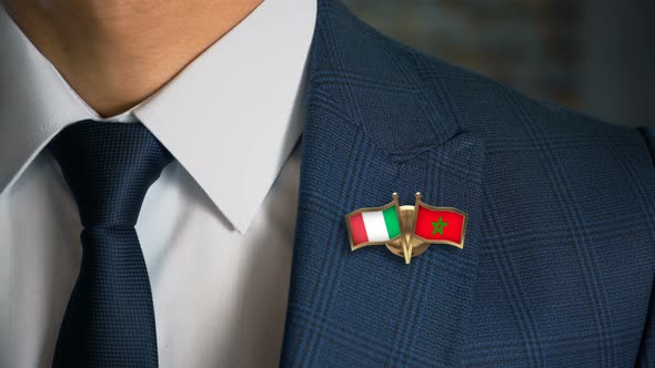 Businessman Friend Flags Pin Italy Morocco