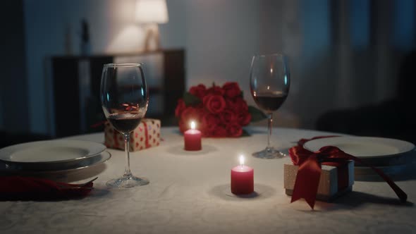 Valentine's Day Table of a Restaurant with Candle
