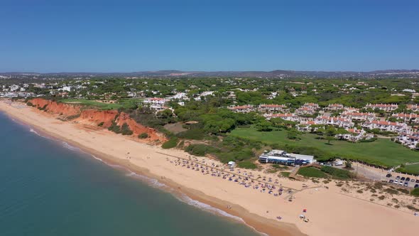 Aerial Drone Footage Shooting the Tourist Village of Vale De Lobo on the Shores of the Atlantic