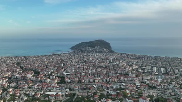 Colorful city Aerial View 4 K Alanya Turkey