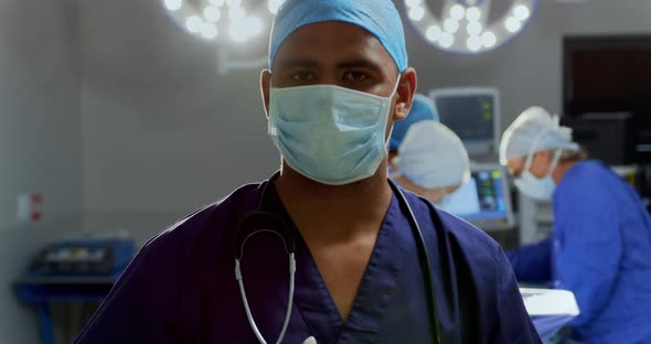 Male surgeon standing at hospital 4k