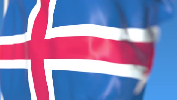 Flying National Flag of Iceland