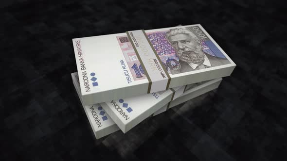 Croatia Kuna money banknote pile packs