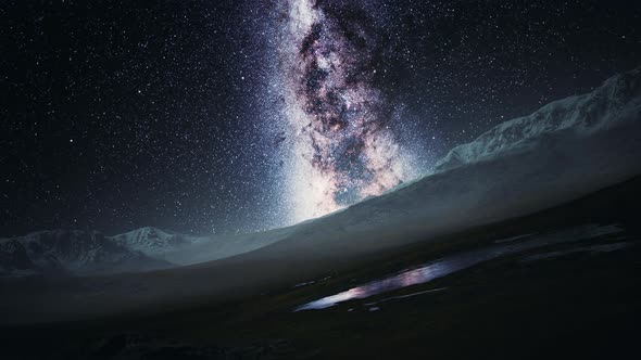 Camera Follow the Milky Way Rotate in Mountains alt
