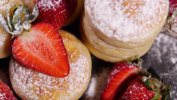 Breakfast, Fresh Pastries with Strawberries, Sweet Bread, Summer