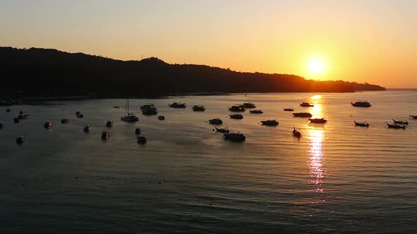 Sunset View with Boat in the Sea