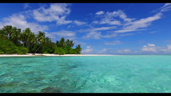 Aerial top down texture of marine seashore beach vacation by blue sea with white sandy background of