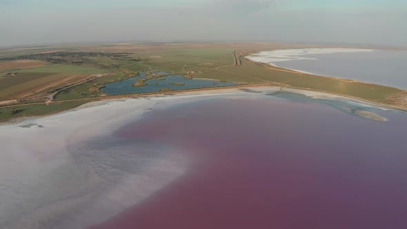 Aerial View of the Salty Pink Lake