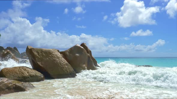 Ocean Waves Crash On The Rocks