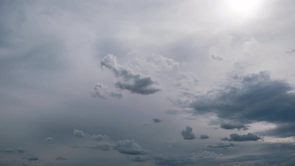 Timelapse of Gray Cumulus Clouds Moves in Blue Dramatic Sky Cirrus Cloud Space