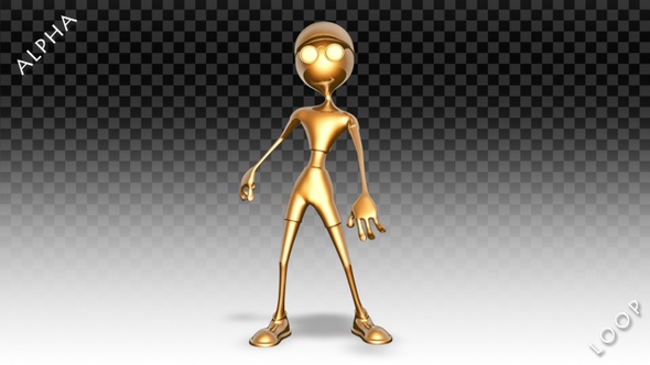 3D Gold Man - Cartoon Upbeat Dance