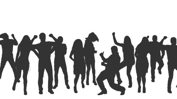 Dancing Crowd in Silhouettes