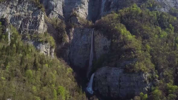 Flight around one of the highest waterfalls in Europa, It located in Amden, Swizterland.