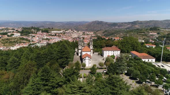 Aerial Shot of Senhora Dos Remédios Cathedral, Lamego, Portugal