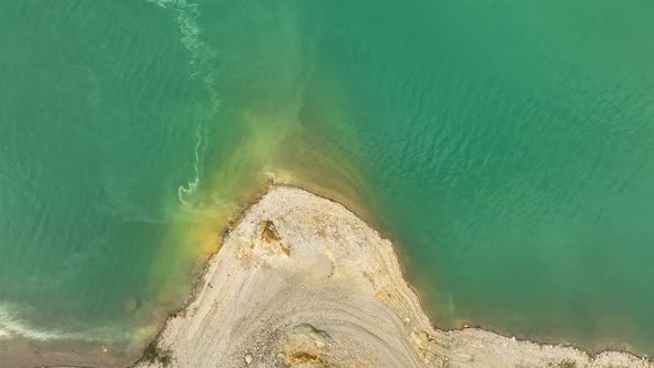 Mountain river high in the mountains Aerial View 4 K