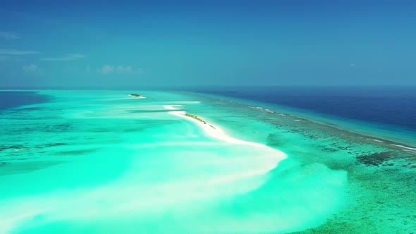 Aerial view panorama of luxury shore beach holiday by clear ocean with white sandy background of a d