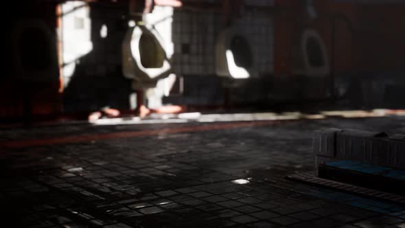 Abantoned Old Public Toilet with Bright Lights alt