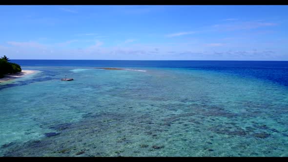 Aerial landscape of luxury tourist beach time by transparent sea and white sand background of advent