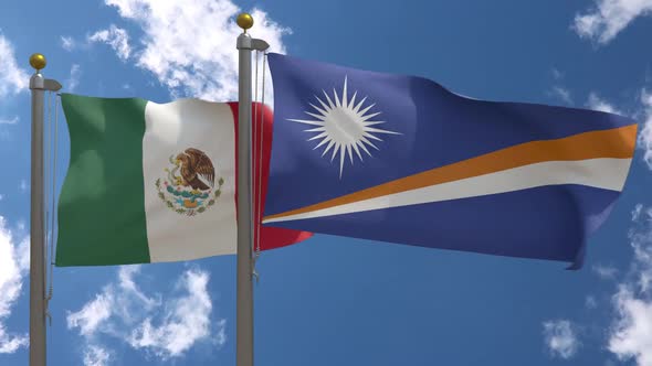 Mexico Flag Vs Marshall Islands Flag On Flagpole