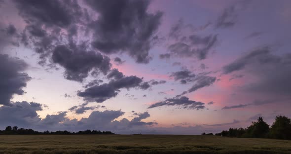 Sunset With Pink Clouds  Dramatic Sky Field  alt