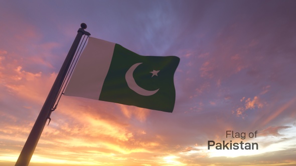 Pakistan Flag on a Flagpole V3